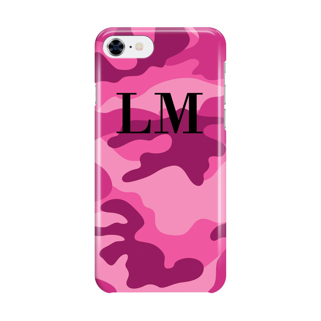 Personalised Hot Pink Camouflage Initials iPhone 7 Case