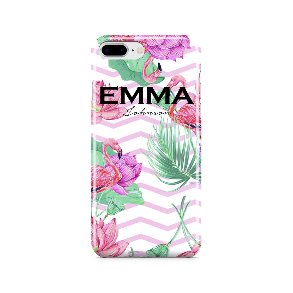 Personalised Flamingo Name iPhone 8 Plus Case