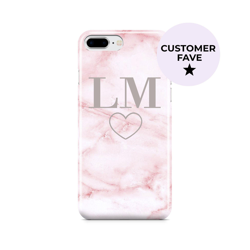 Personalised Cotton Candy Heart Marble Initials iPhone 7 Plus Case