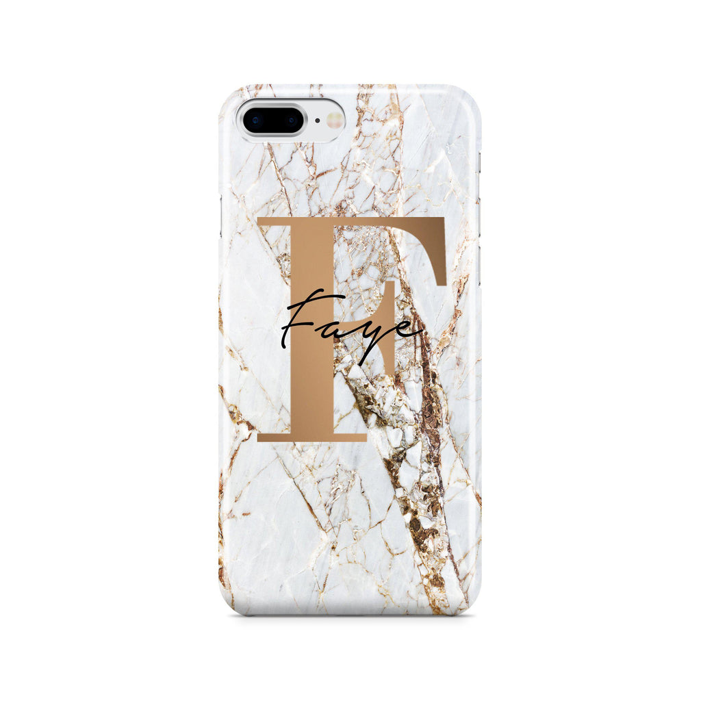 Personalised Cracked Marble Bronze Initial iPhone 8 Plus Case
