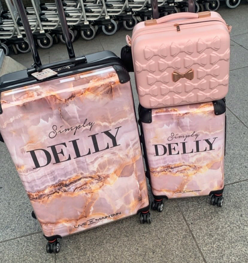 Personalised Natural Pink Marble Name Suitcase
