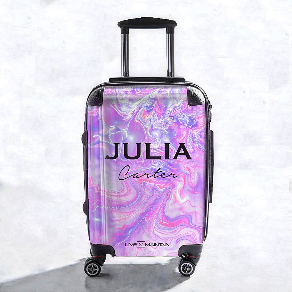 Personalised Cosmic Purple Name Suitcase