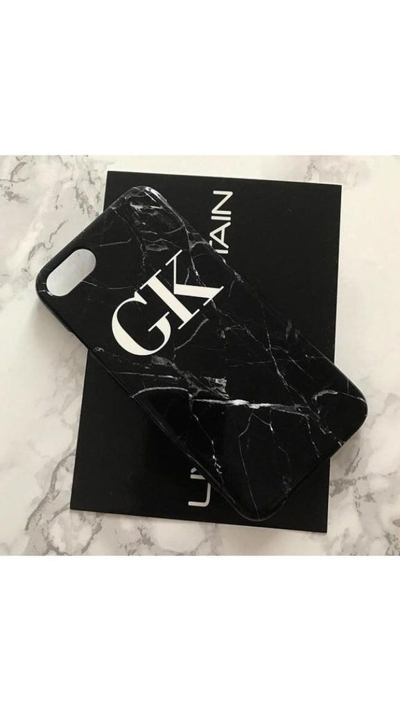 Personalised Black Marble Initials Phone Case