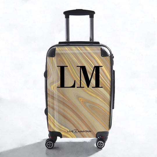 Personalised Ivory Marble Initials Suitcase