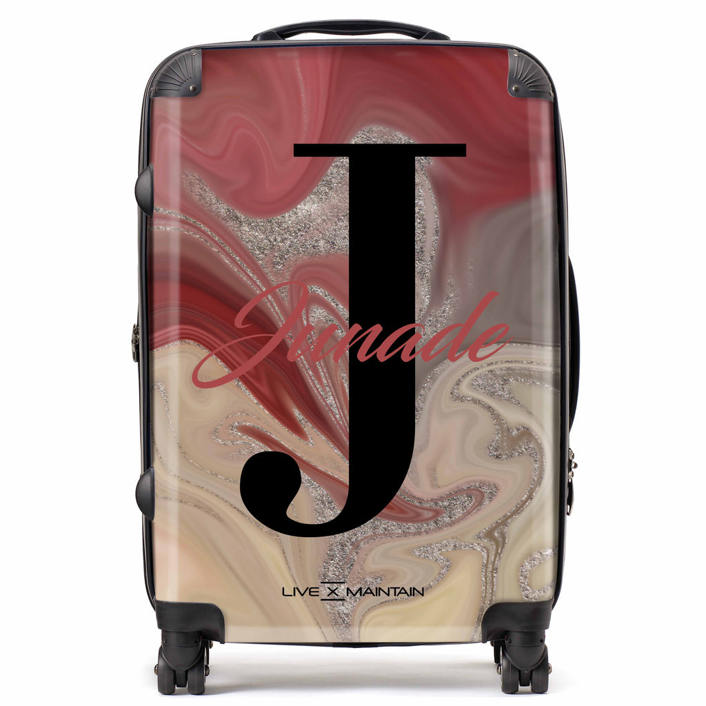 Custom Red Luxury Marble Suitcase For Junade