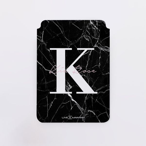Personalised Black Marble Name Initial Saffiano Leather Tablet/Laptop Sleeve