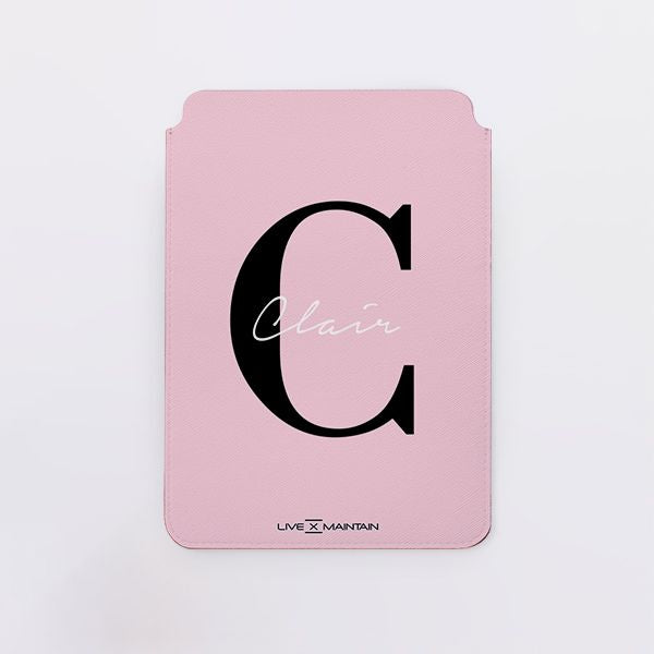 Personalised Bloom Name Initial Saffiano Leather Tablet/Laptop Sleeve
