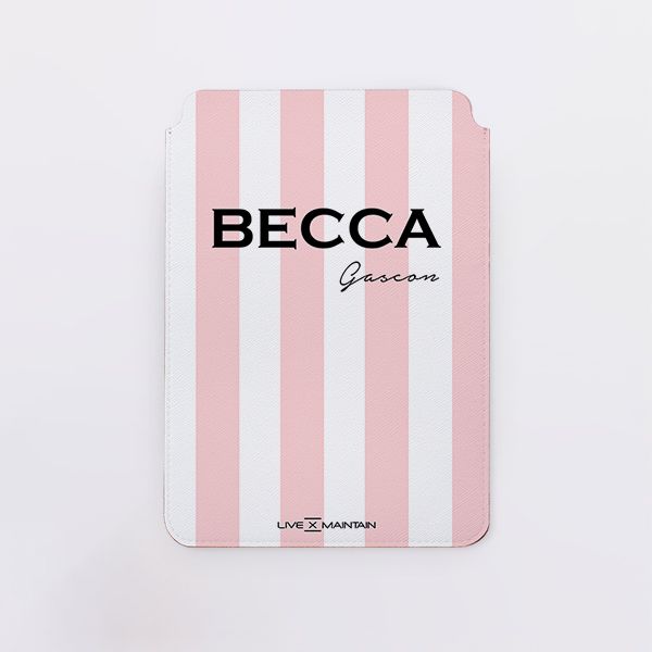Personalised Bloom Stripe Saffiano Leather Tablet/Laptop Sleeve