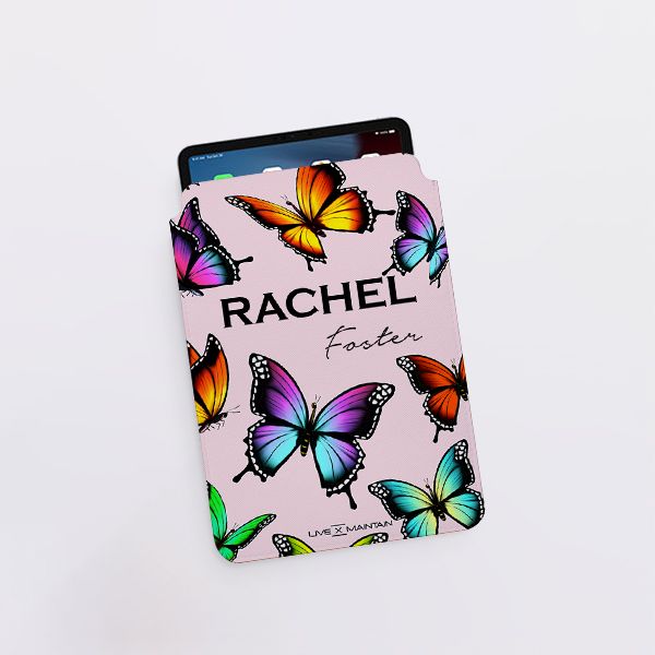 Personalised Butterfly Name Saffiano Leather Tablet/Laptop Sleeve