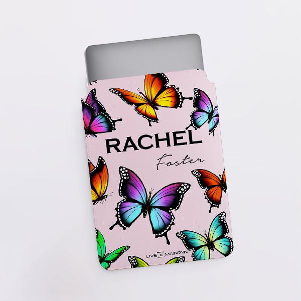 Personalised Butterfly Name Saffiano Leather Tablet/Laptop Sleeve