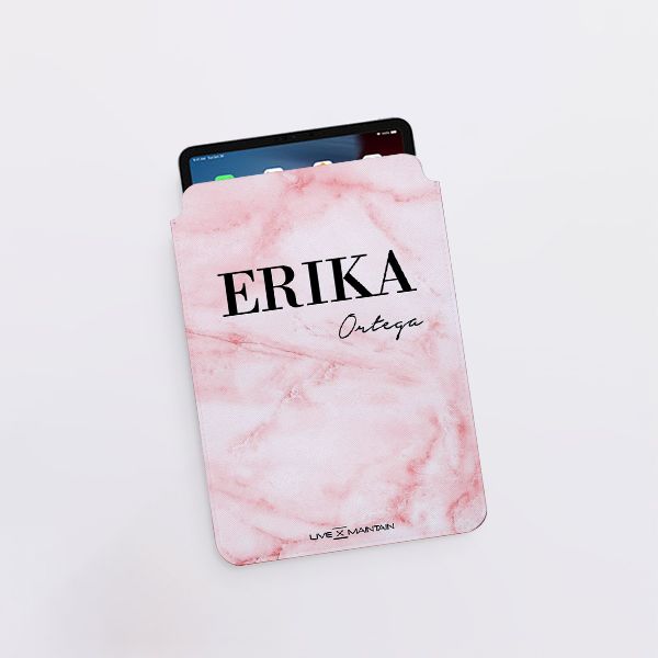 Personalised Cotton Candy Name Saffiano Leather Tablet/Laptop Sleeve