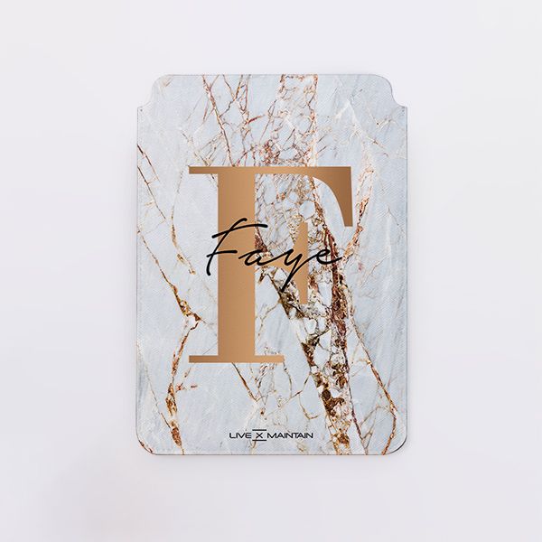 Personalised Cracked Marble Bronze Initial Saffiano Leather Tablet/Laptop Sleeve