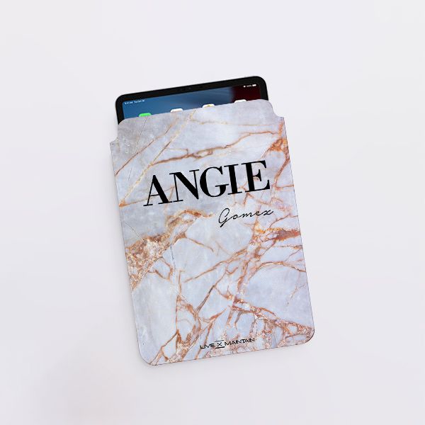 Personalised Fragment Marble Name Saffiano Leather Tablet/Laptop Sleeve