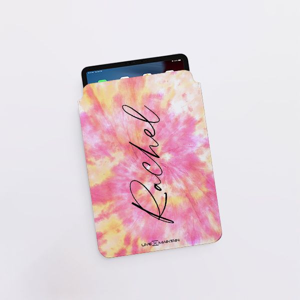 Personalised Tie Dye Name Saffiano Leather Tablet/Laptop Sleeve