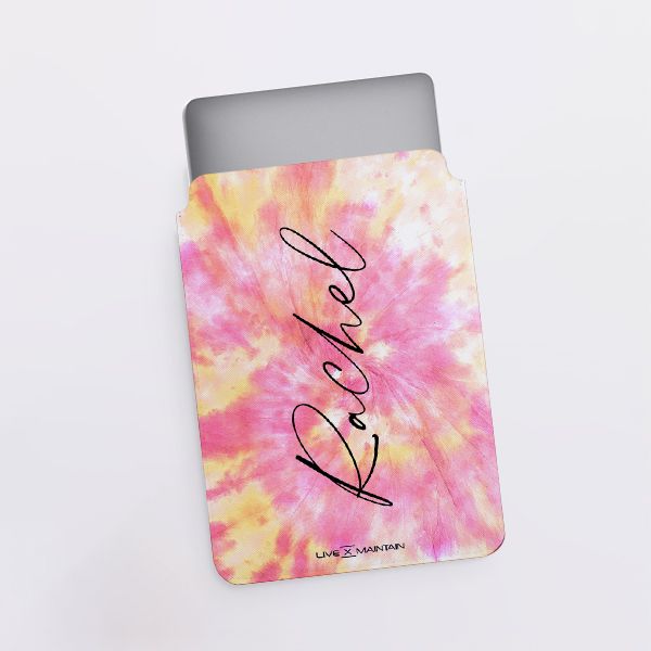 Personalised Tie Dye Name Saffiano Leather Tablet/Laptop Sleeve