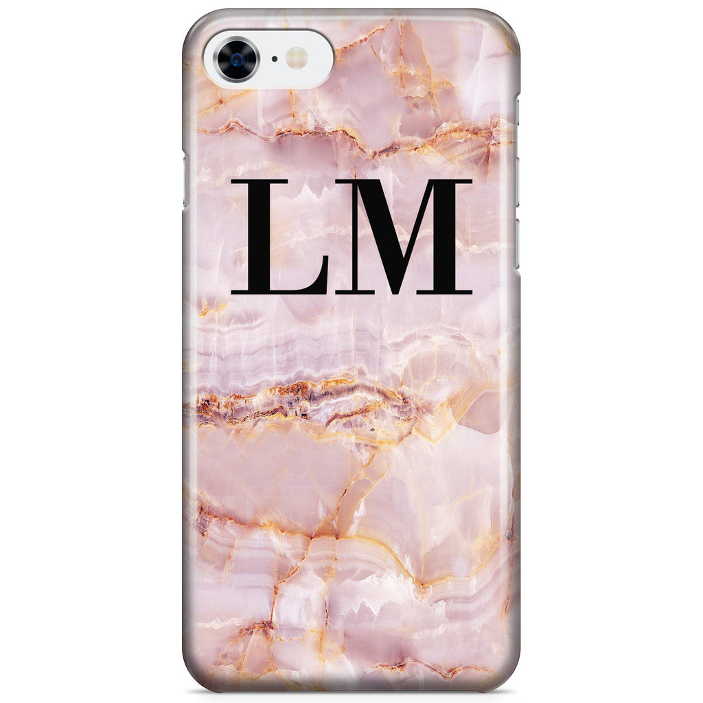 Personalised Natural Pink Marble Initials iPhone 8 Case