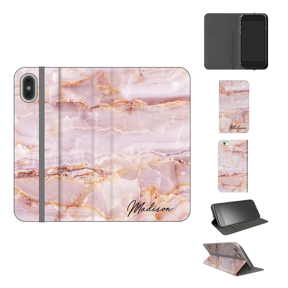 Personalised Natural Pink Marble Name iPhone XS Case