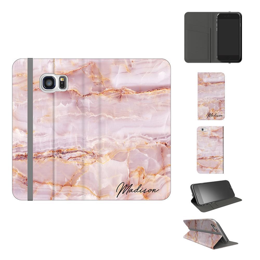Personalised Natural Pink Marble Name Samsung Galaxy S7 Case