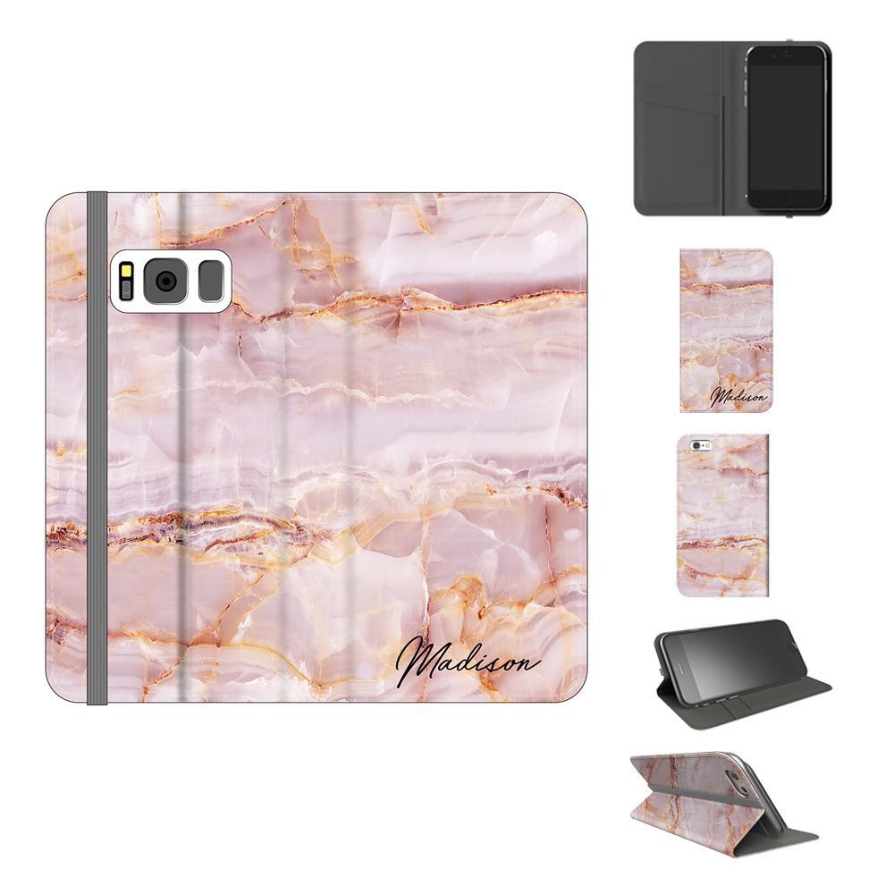 Personalised Natural Pink Marble Initials Samsung Galaxy S8 Case