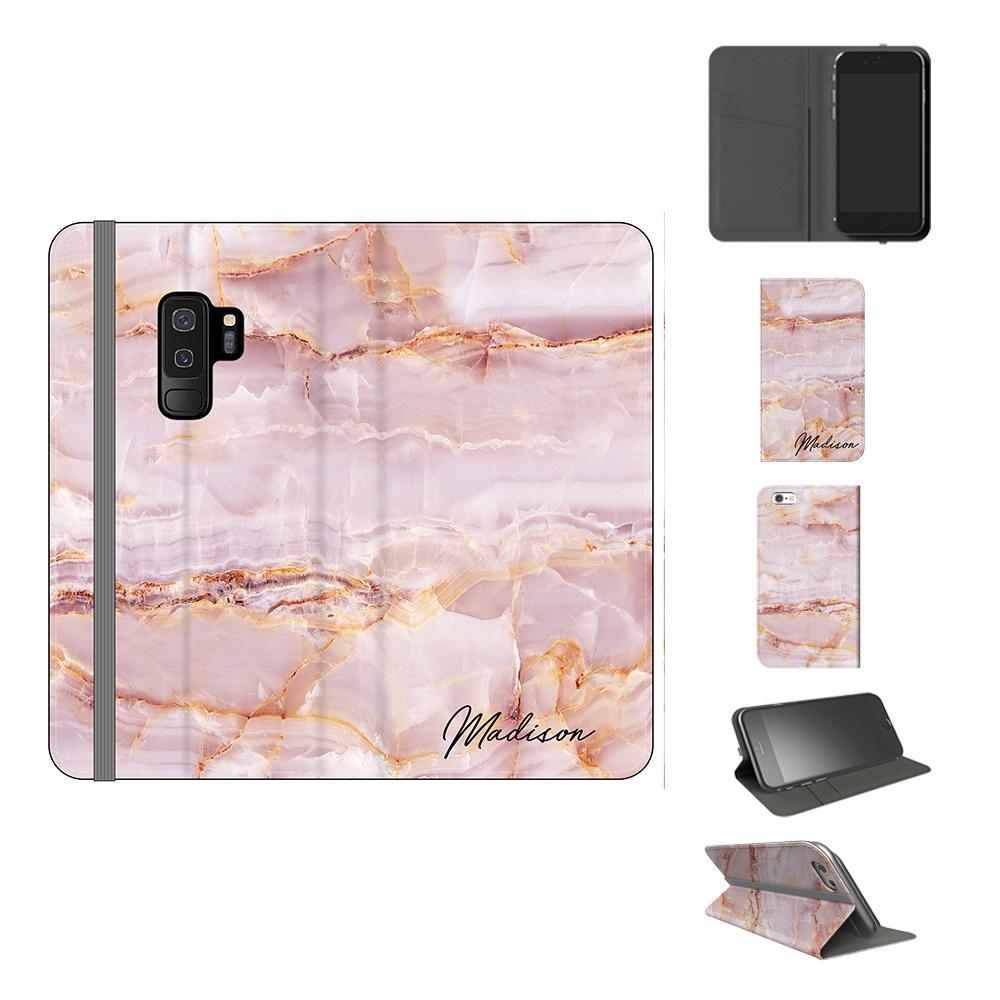 Personalised Natural Pink Marble Initials Samsung Galaxy S9 Plus Case