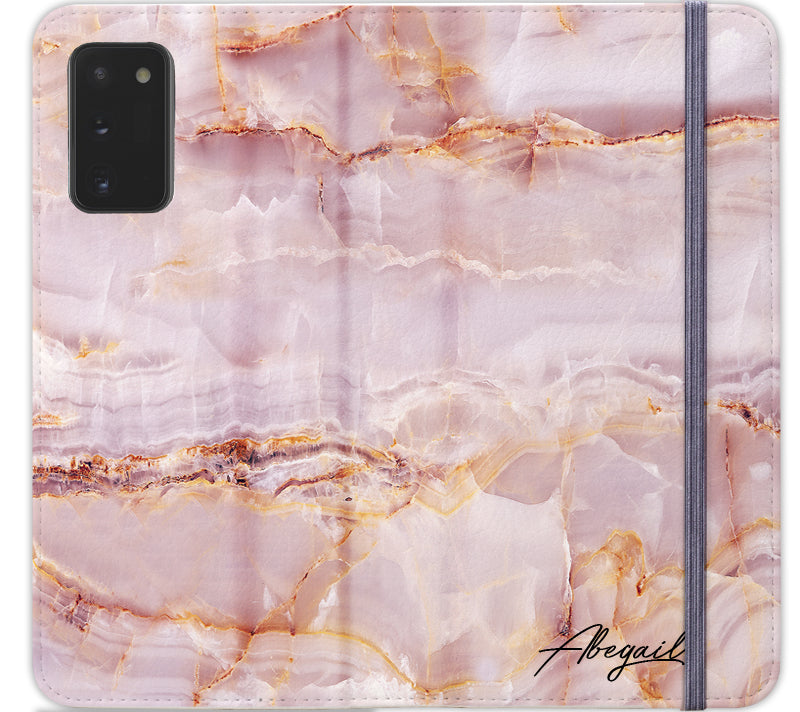 Personalised Natural Pink Marble Initials Samsung Galaxy Note 20 Case