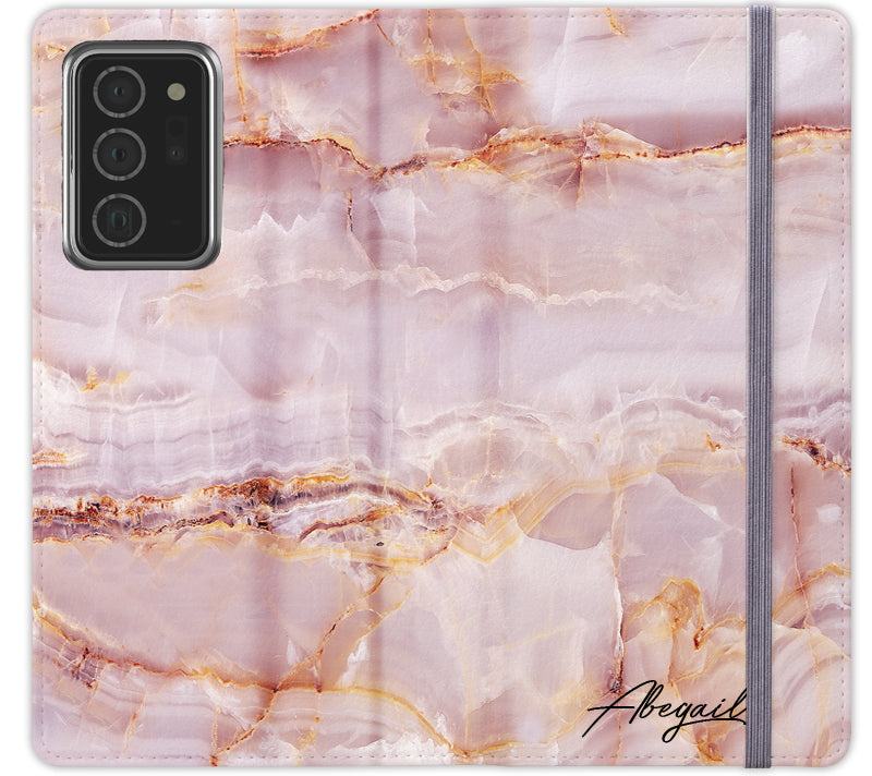 Personalised Natural Pink Marble Name Samsung Galaxy Note 20 Case
