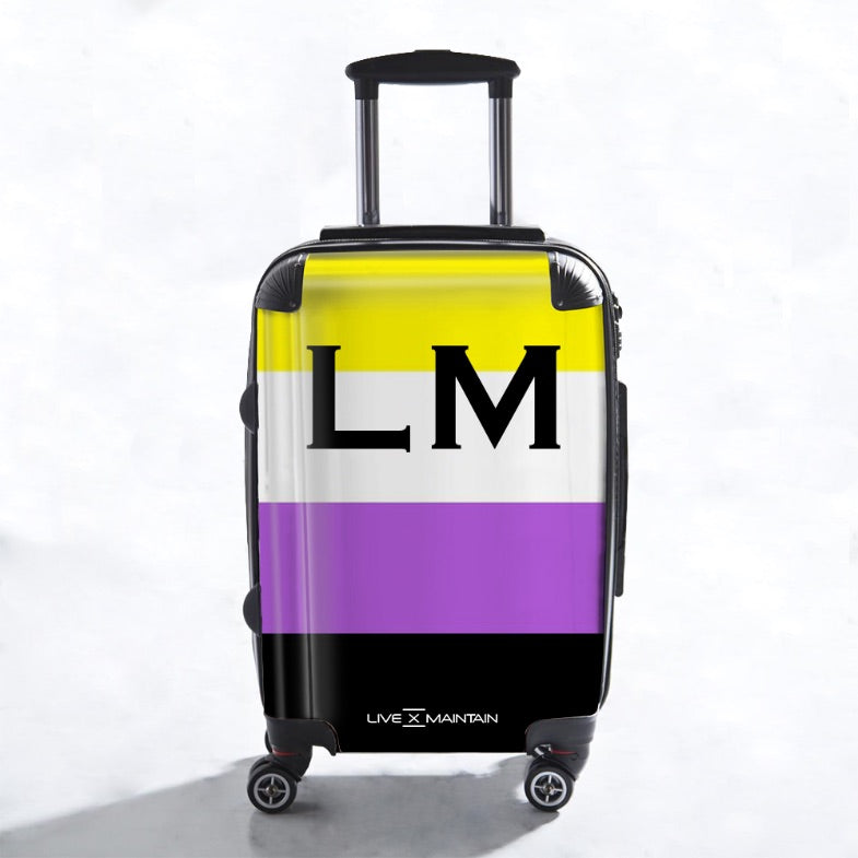 Personalised Nonbinary Pride Flag Initials Suitcase