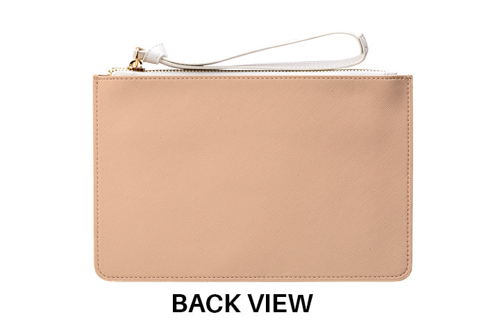 Personalised Nude Leather Clutch Bag