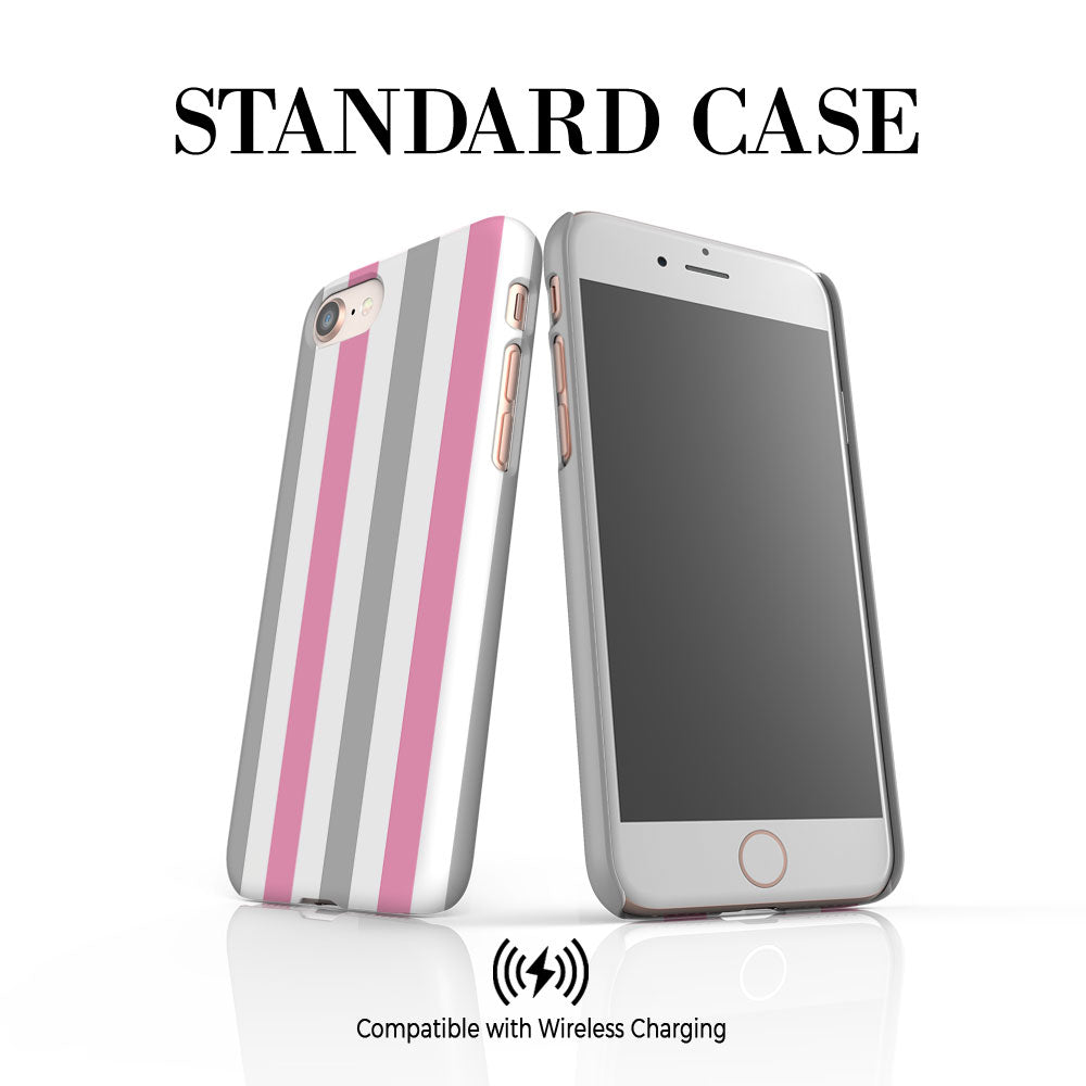 Personalised Pink x Grey Stripe iPhone SE Case