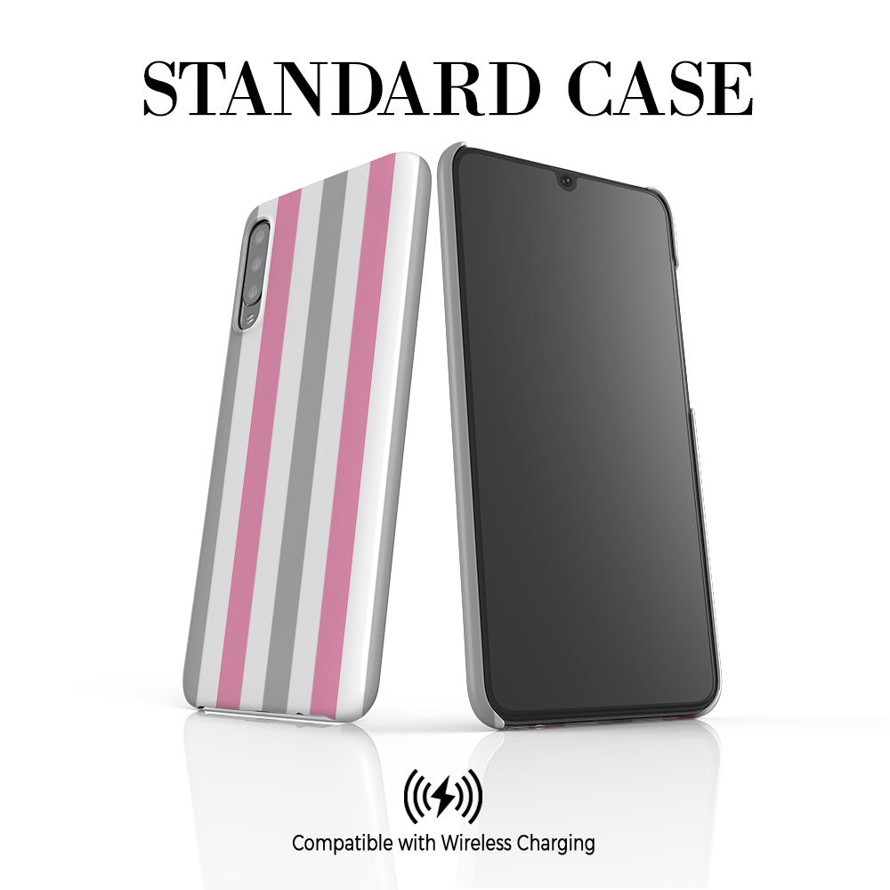 Personalised Pink x Grey Stripe Samsung Galaxy A70 Case