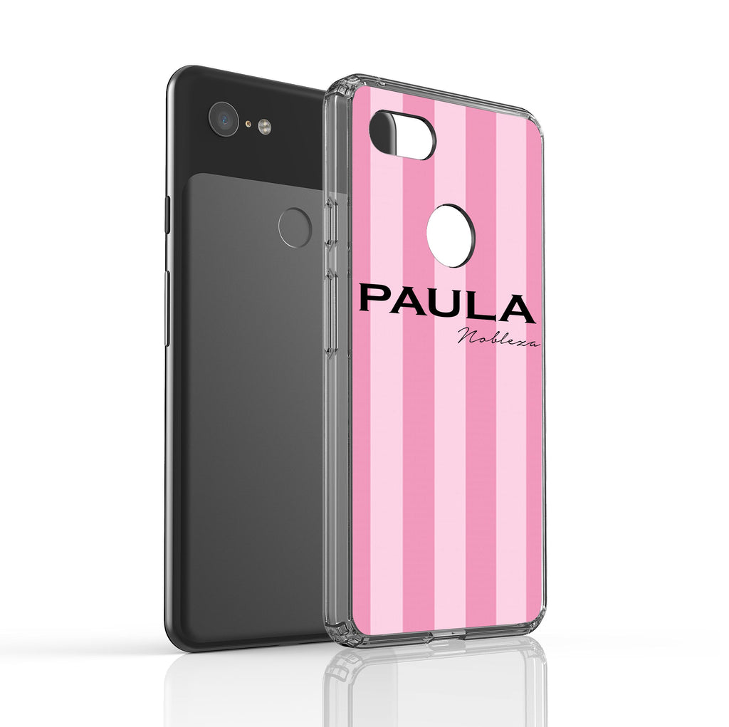 Personalised Pink Stripe  Pixel 3 XL Case