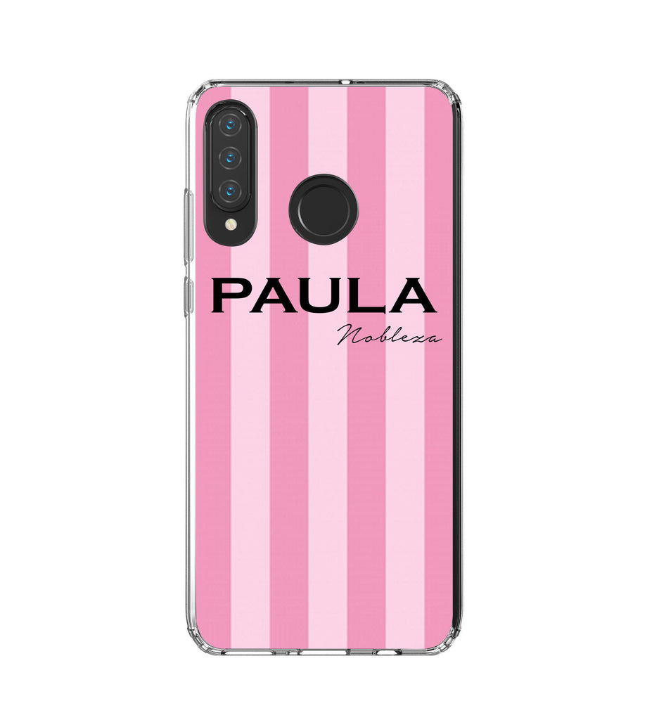 Personalised Pink Stripe Huawei P30 Lite Case