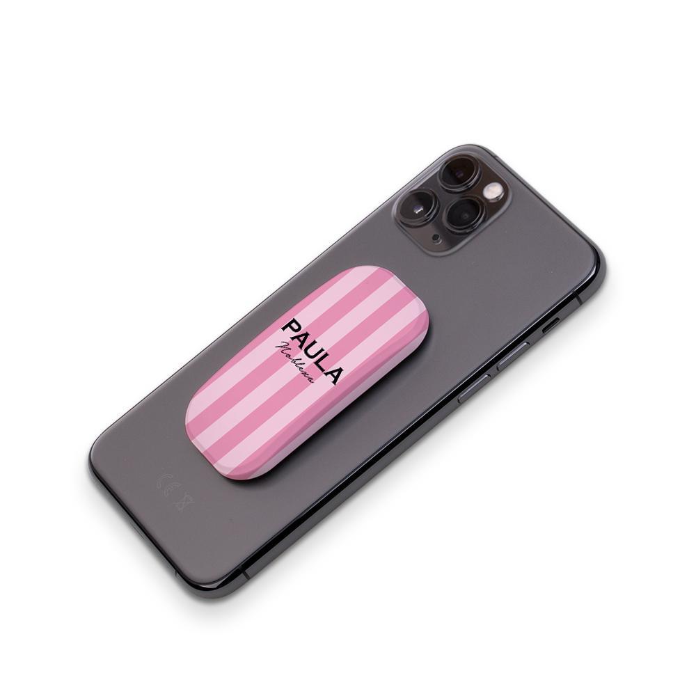 Personalised Pink Stripe Clickit Phone grip