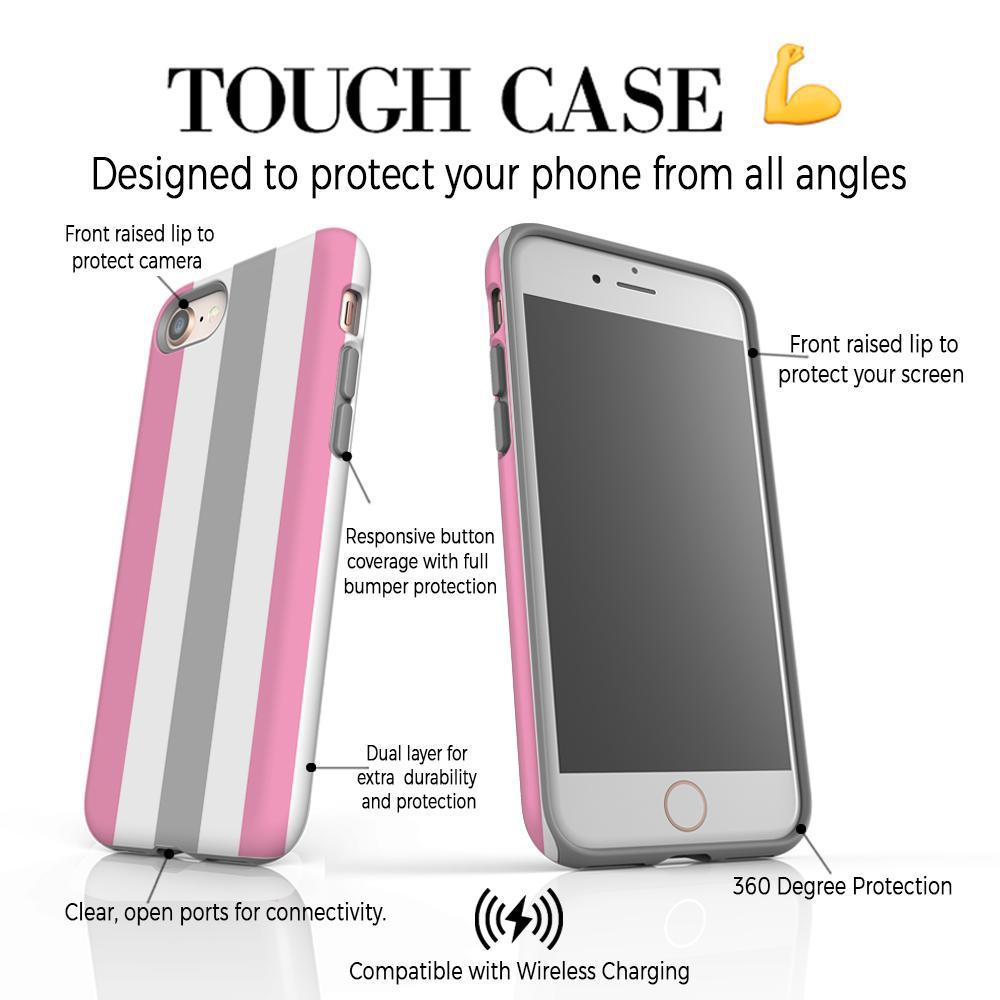 Personalised Pink x Grey Stripe iPhone SE Case