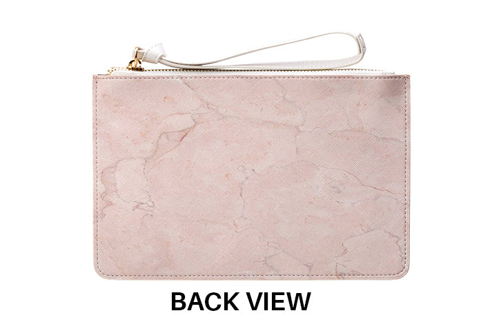 Personalised Pink Marble Leather Clutch Bag