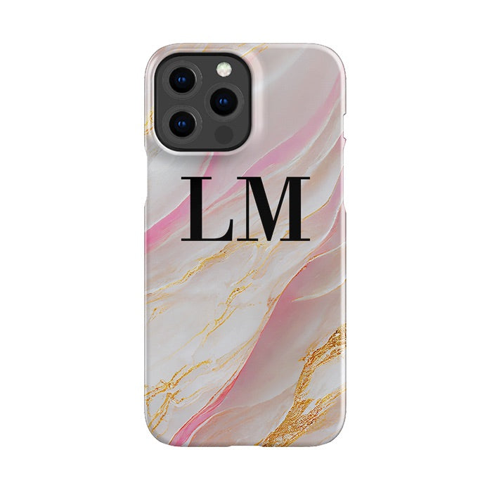 Personalised Phone Case Pink Onyx Marble Initial Phone Cover