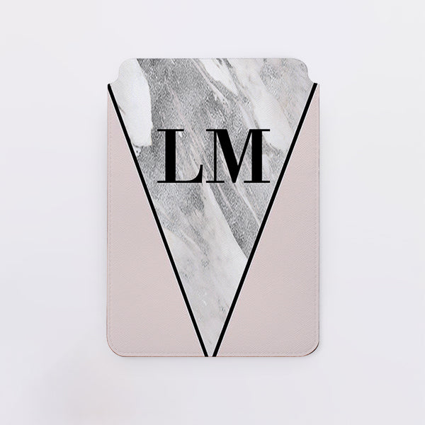 Personalised Pink x Castello Marble Contrast Saffiano Leather Tablet/Laptop Sleeve