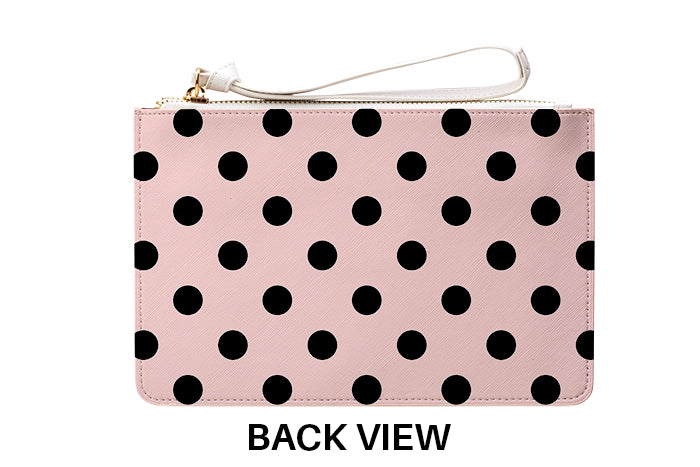 Personalised Bloom Polka Dots Leather Clutch Bag