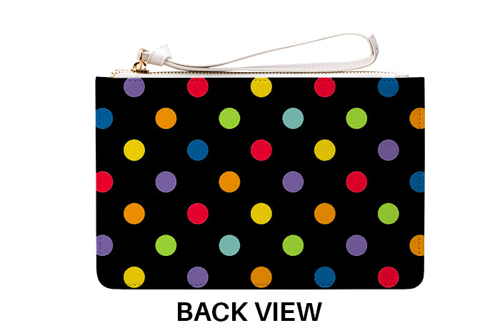 Personalised Multicolor Polka Dots Leather Clutch Bag