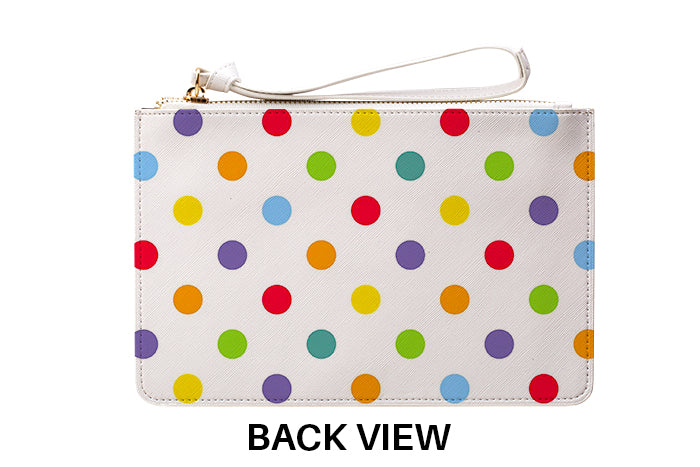 Personalised Multicolor Polka Dots Leather Clutch Bag