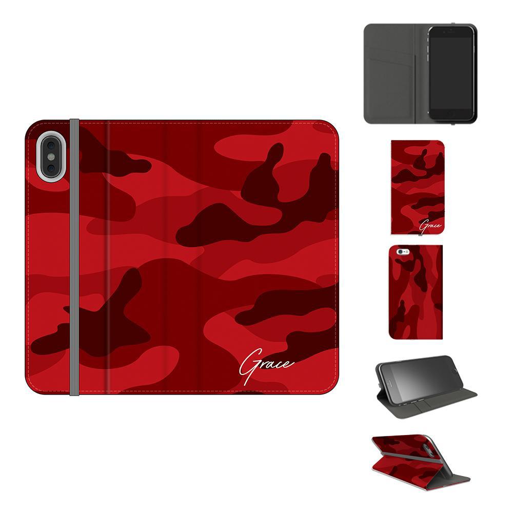 Personalised Red Camouflage Initials iPhone XS Max Case