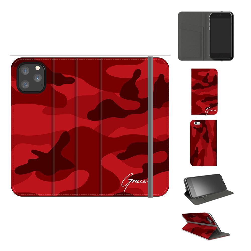 Personalised Red Camouflage Initials iPhone 11 Pro Max Case
