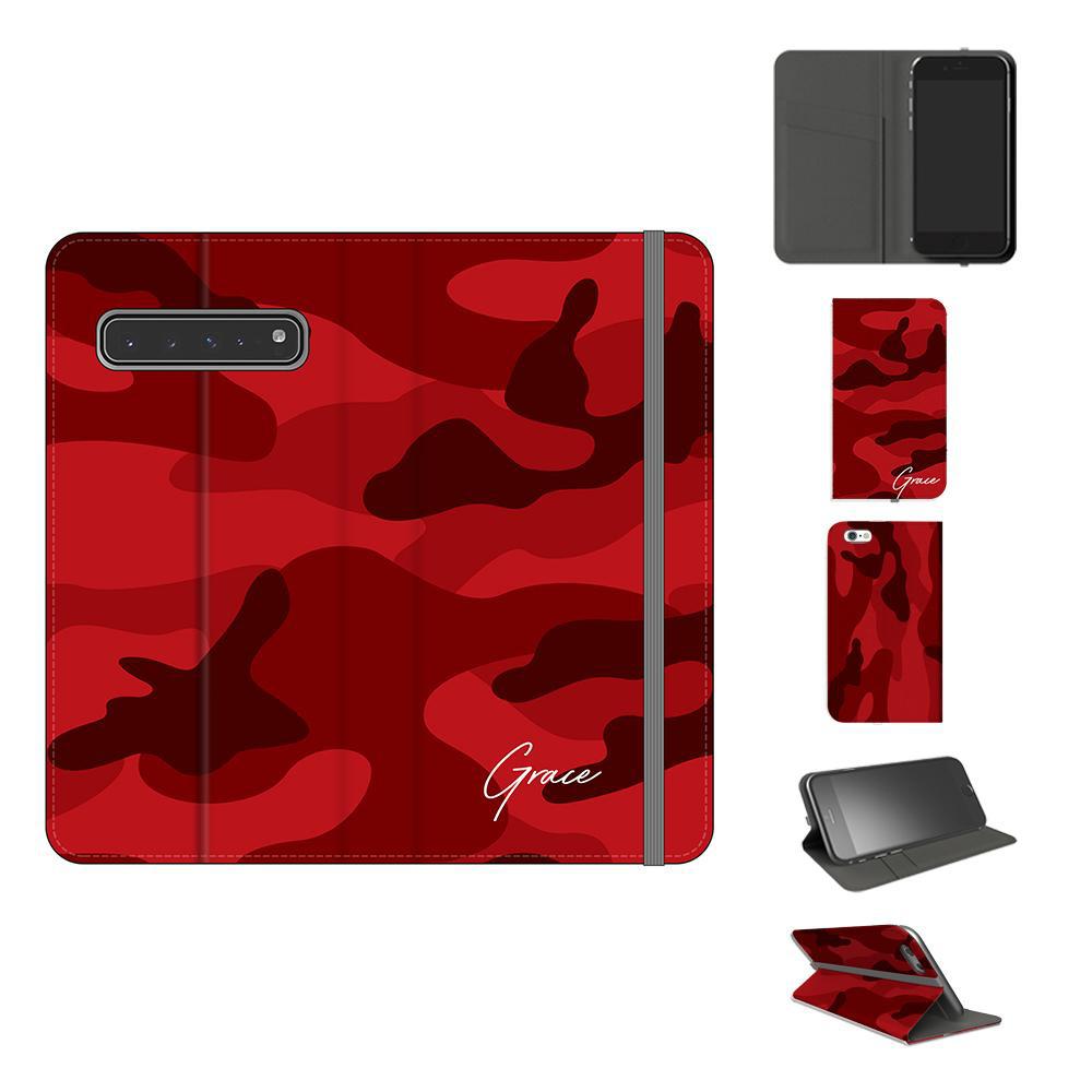 Personalised Red Camouflage Initials Samsung Galaxy S10 5G Case