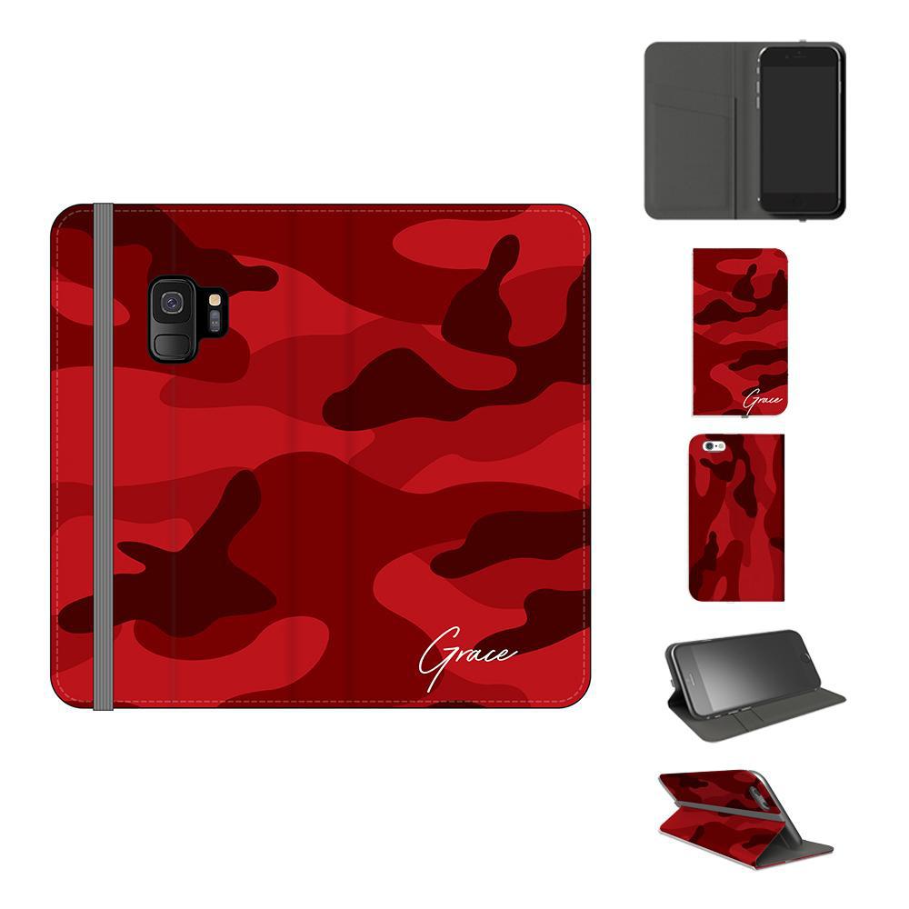 Personalised Red Camouflage Initials Samsung Galaxy S9 Case