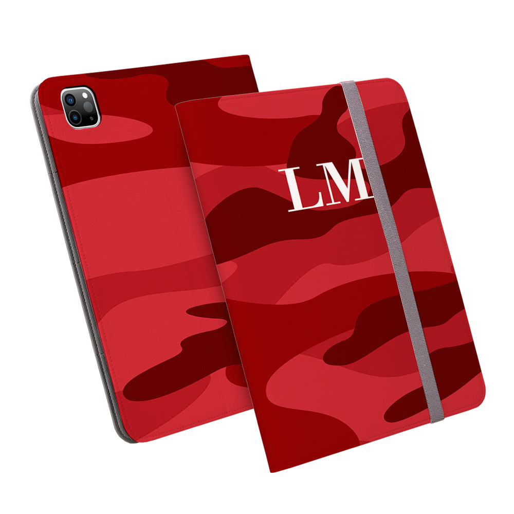 Personalised Red Camouflage Initials iPad Pro Case