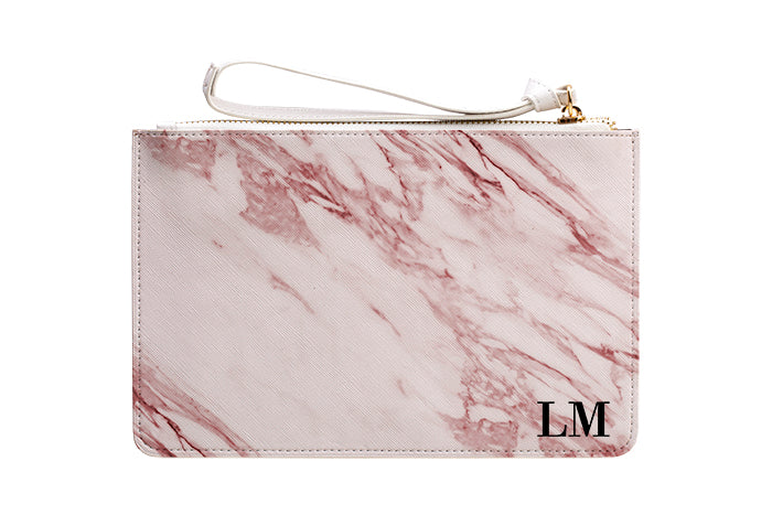 Personalised Rosa Marble Leather Clutch Bag