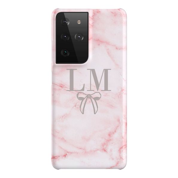 Personalised Cotton Candy Bow Marble Samsung Galaxy S21 Ultra Case