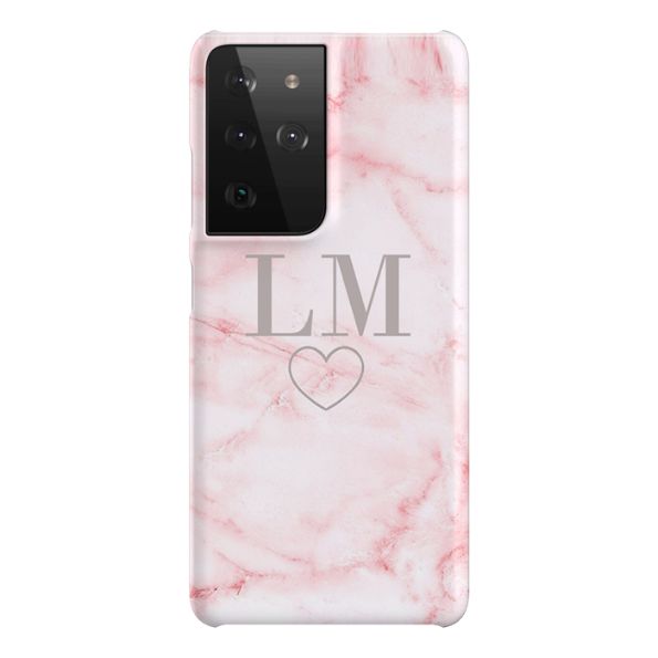 Personalised Cotton Candy Heart Marble Samsung Galaxy S21 Ultra Case