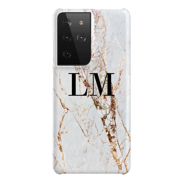 Personalised Cracked Marble Initials Samsung Galaxy S21 Ultra Case