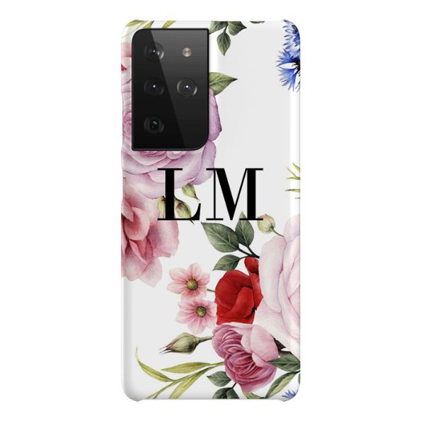 Personalised Floral Blossom Initials Samsung Galaxy S21 Ultra Case